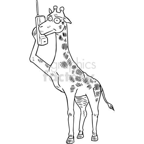 black and white giraffe talking on phone