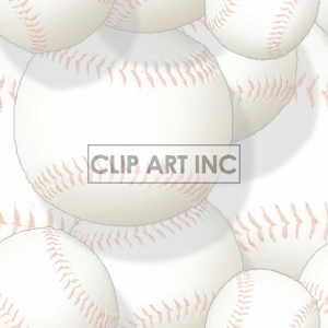 Clipart image featuring multiple baseballs with white surfaces and red stitching.
