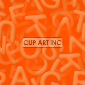 A vibrant orange clipart image featuring a jumble of soft, rounded letters scattered in various orientations.