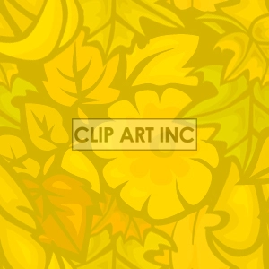 A vibrant clipart image featuring an array of yellow and green foliage and a prominent yellow flower at the center, set against a yellow background.