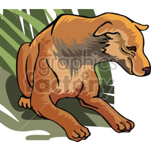 This image shows an orange-brown dog that is homeless. It looks very sorry for itself, with its ears flopped down