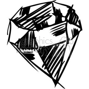 A black and white, hand-drawn clipart image of a diamond gemstone.