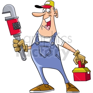 cartoon plumber vector clipart