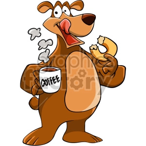 cartoon bear drinking coffee