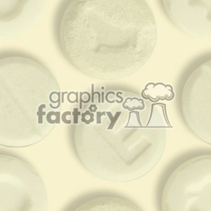 Clipart image of round white tablets with various imprints, arranged in a scattered pattern on a light beige background.