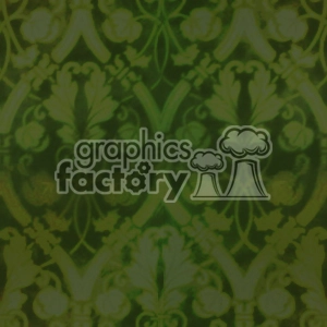 A vintage floral damask pattern with intricate leaf and flower motifs in varying shades of green.