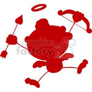 Red Silhouette Cupid with Bow and Arrow