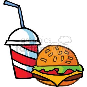 Fast Food Hamburger And Drink On A White Background