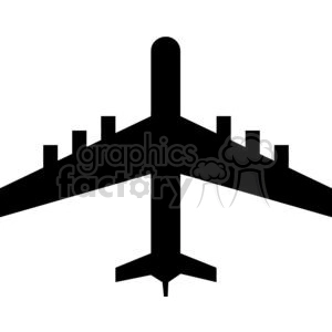 The clipart image shows a silhouette of an airplane from above. It has 6 engines and appears to be a larger commercial, or possibly a military plane 