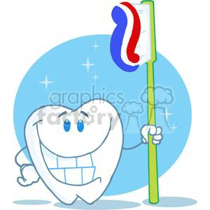 Happy Tooth with Toothbrush - Dental Hygiene