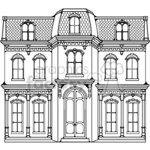 Victorian House Illustration - Elegant Historical Home Outline