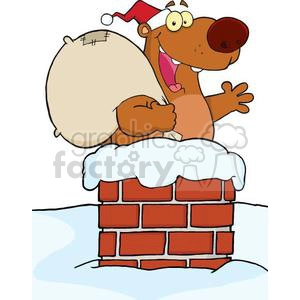 3428-Happy-Santa-Bear-Waving-A-Greeting-In-Chimney
