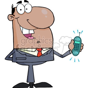 Comical Cartoon Salesman with Phone