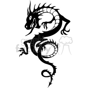 The image is a black and white clipart of a stylized Chinese dragon. It appears to be designed for use as vinyl decal or a tattoo, with a bold, graphical style that is suitable for single-color applications.
