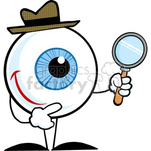 Smiling Detective Eyeball Holding Magnifying Glass