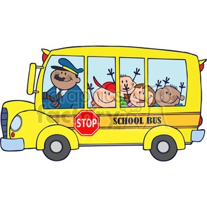 5047-Clipart-Illustration-of-School-Bus-With-Happy-Children