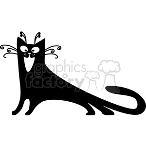 vector clip art illustration of black cat 021