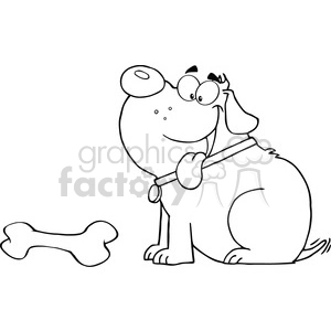 Funny Cartoon Dog with Bone - for Pet Humor