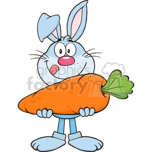 Funny Bunny Cartoon Holding Giant Carrot