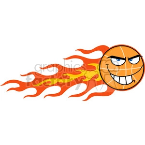 Royalty Free RF Clipart Illustration Flaming Basketball Cartoon Character