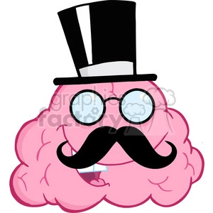 5861 Royalty Free Clip Art Happy Brain Gentleman