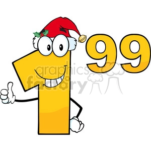 1.99 With Santa Hat Cartoon Mascot Character
