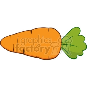Clipart image of an orange carrot with green leaves on a white background