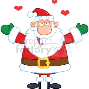 6673 Royalty Free Clip Art Happy Santa Claus With Open Arms Wanting A Hug