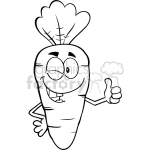 A cheerful cartoon carrot character giving a thumbs up.