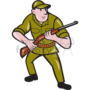 hunter holding shotgun rifle cartoon