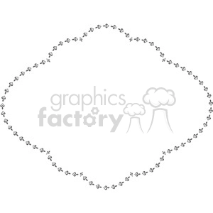 A diamond-shaped clipart border composed of small black heart and leaf patterns.