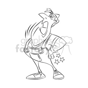 man with lower back pain cartoon black and white