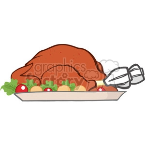 Royalty Free RF Clipart Illustration Roasted Turkey Cartoon Illustration