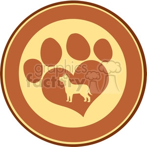 Dog Lover's Emblem with Paw Print and Heart - Pet Clipart