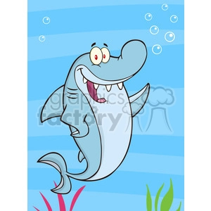 Friendly Cartoon Shark Underwater