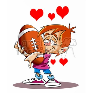 boy holding his large football with hearts bursting