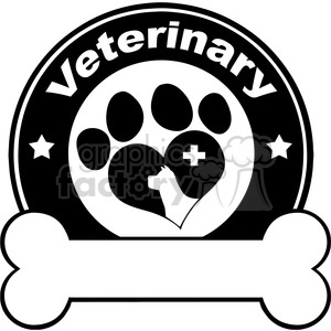 Veterinary Emblem with Dog Silhouette and Paw Print