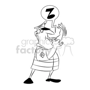 chip the cartoon character directing traffic with whistle black white