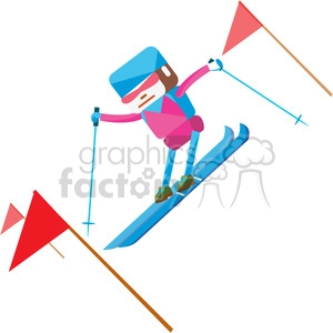 olympic alpine skier character illustration