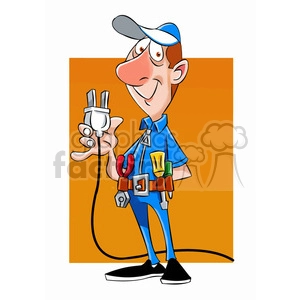felix the cartoon handy man character holding a plug