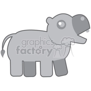 The clipart image shows a gray-colored hippopotamus, viewed from the side, with its mouth open and a big tooth visible. The image is a vector graphic, which means it can be scaled to different sizes without losing quality.
