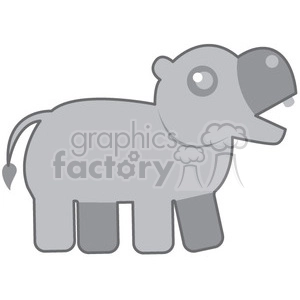 The clipart image shows a gray-colored hippopotamus, viewed from the side, with its mouth open and a big tooth visible. The image is a vector graphic, which means it can be scaled to different sizes without losing quality.