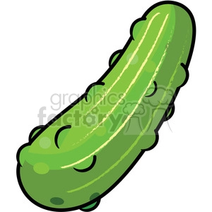 A colorful clipart image of a cucumber with shades of green and light yellow detailing.