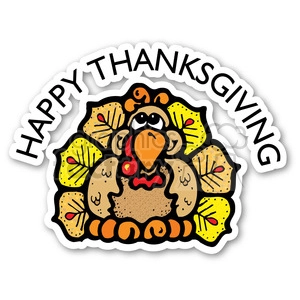 happy thanksgiving sticker with turkey