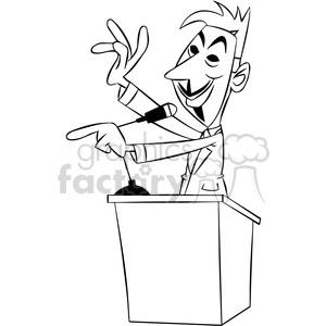 black and white vector clipart image of anonymous politician