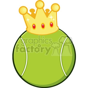 cartoon tennis ball with a golden crown vector illustration isolated on white