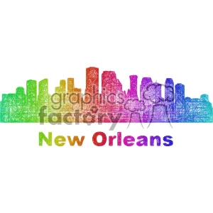 Colorful line art of New Orleans skyline.
