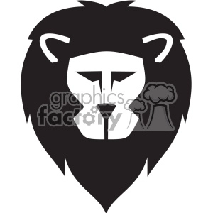 Vector silhouette of a stylized lion's head featuring a prominent mane and simple geometric shapes for facial features.