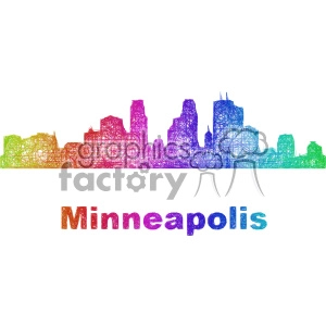 Colorful Minneapolis Skyline Sketch