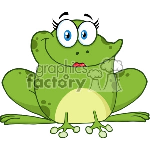 10668 Royalty Free RF Clipart Cute Frog Female Cartoon Mascot Character Vector Illustration